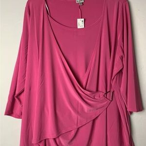 Avenue Women’s Stretch Asymmetrical Top Blouse 3/4 Sleeves Size 26/28